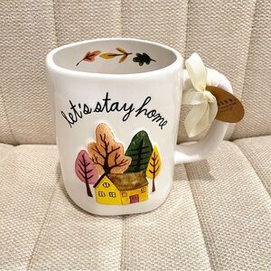 NEW Rae Dunn Let's Stay Home Mug with Autumn Design Fall‎ Cottage Leaves